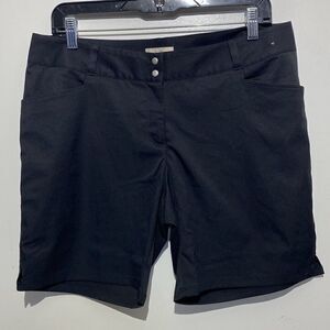 Adidas Women's Black Solid Flat Front Two Buttons Athletic Shorts Size 10